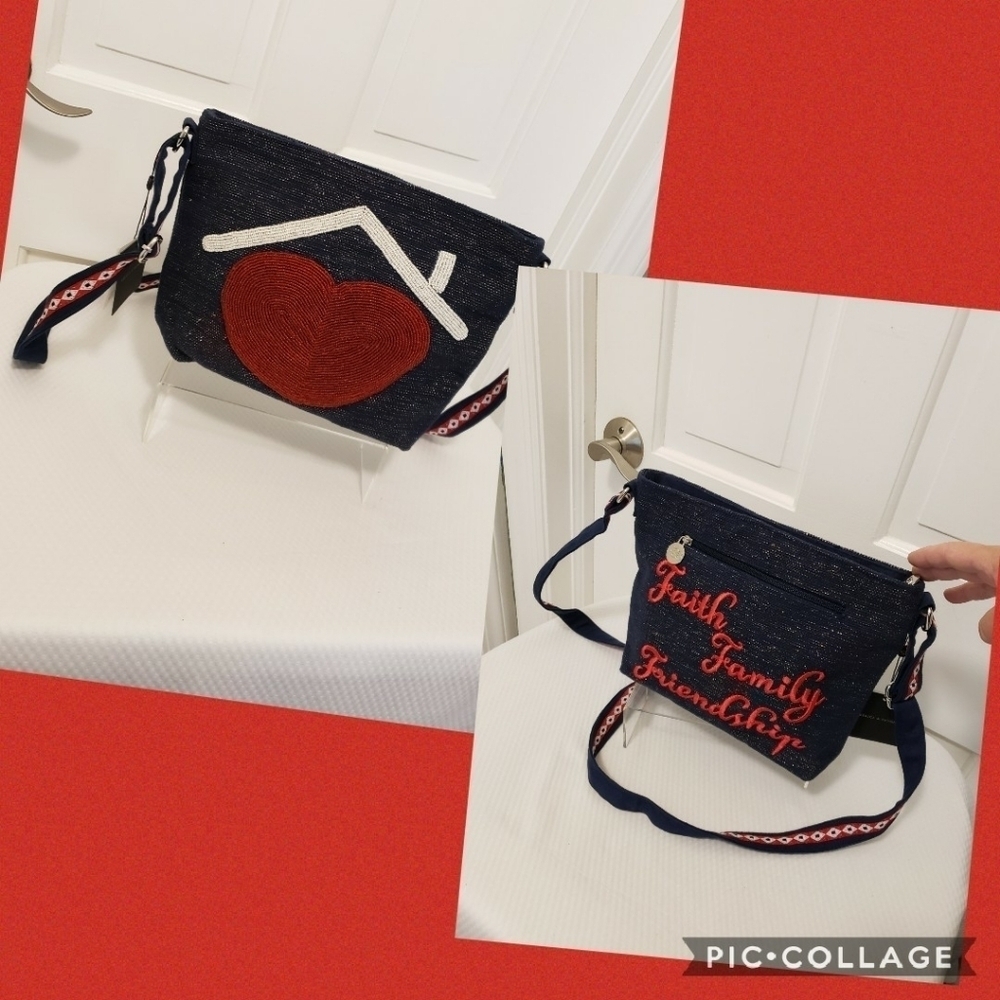 NWT America & Beyond Jen Coffey Inspirational Beaded Medium Bag